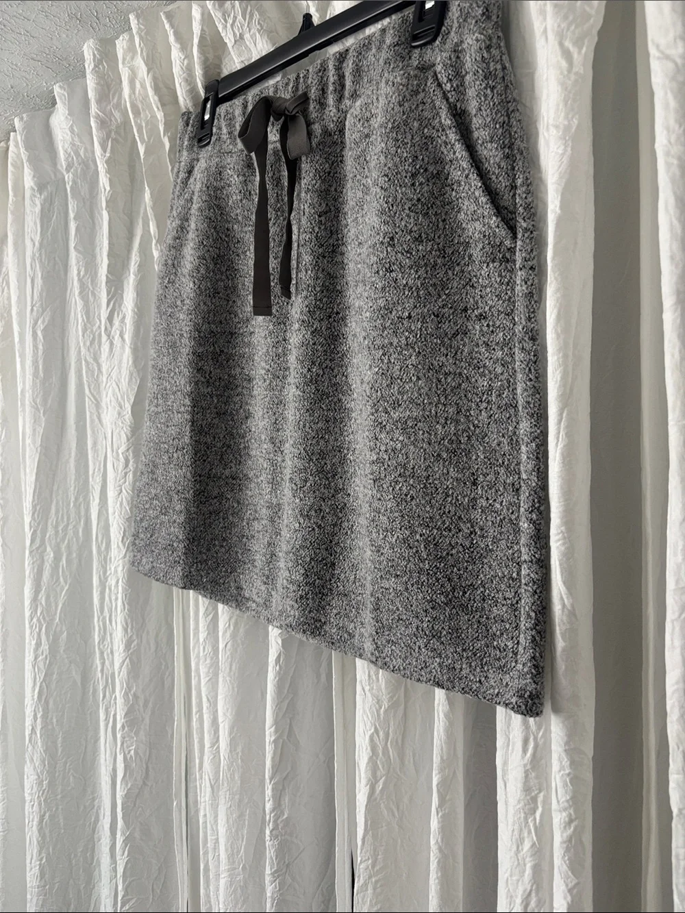 LOFT Gray Marled Knit Drawstring Mini Skirt